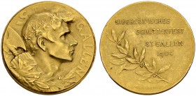 SCHWEIZ. SCHÜTZENTALER, SCHÜTZENMEDAILLEN & SCHÜTZENVARIA. St. Gallen. Goldmedaille 1904. St. Gallen. Eidgenössisches Schützenfest. 11.18 g. Richter (...