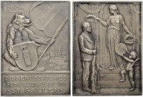 SCHWEIZ. SCHÜTZENTALER, SCHÜTZENMEDAILLEN & SCHÜTZENVARIA. St. Gallen. Silbermedaille 1904. St. Gallen. Eidgenössisches Schützenfest. 63.85 g. Richter...