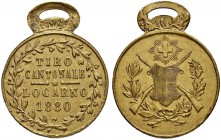 SCHWEIZ. SCHÜTZENTALER, SCHÜTZENMEDAILLEN & SCHÜTZENVARIA. Tessin / Ticino. Bronzemedaille 1880. Locarno. Tiro cantonale. 5.58 g. Richter (Schützenmed...