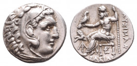 KINGS of THRACE, Macedonian. Lysimachos. 305-281 BC. AR Drachm. In the types of Alexander III of Macedon. Lysimacheia mint. Struck circa 299/8-297/6 B...