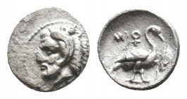 CILICIA. Mallos. Obol (Circa 440-390 BC).
Obv: Head of Herakles left, wearing lion skin.
Rev: Swan standing right; M and ankh above, grain ear to ri...