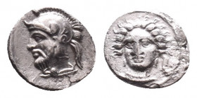 Greek Obol, Ca. 350-300 BC. AR
CILICIA, Tarsos. Time of Pharnabazos and Datames, Satraps. 379-372 BC. AR Obol. Female head facing slightly left, wear...