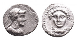 Greek Obol, Ca. 350-300 BC. AR
CILICIA. Tarsos. Time of Pharnabazos and Datames (Circa 380-360 BC). Hemiobol.
Obv: Female head facing slightly left....