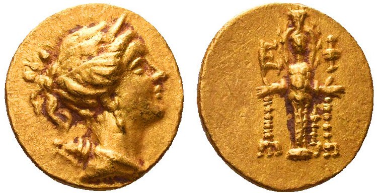 Ionia, Ephesos AV Stater. Circa 155-140 BC.
Obv: Draped bust of Artemis right, ...