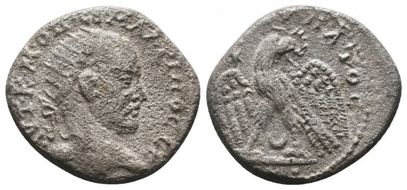 Macrinus AR Tetradrachm of Arados, Phoenicia. AD 217-218. AYT KA M OΠ MAKPINOC C...