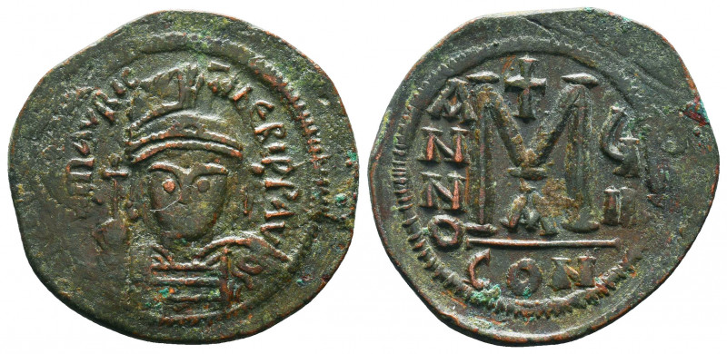 Byzantine Coins, 7th - 13th Centuries
Mauricius Tiberius (582-602 AD). AE Folli...