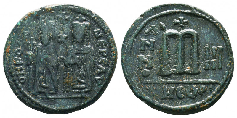 Byzantine Coins, 7th - 13th Centuries
Phocas with Leontia. 602-610. AE follis ...