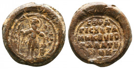 Byzantine lead seal of Theodoros Chetames (Thoros, son of Hetoum), couropalates and doux (end of 11th cent.).
A historically important seal!
Obverse...
