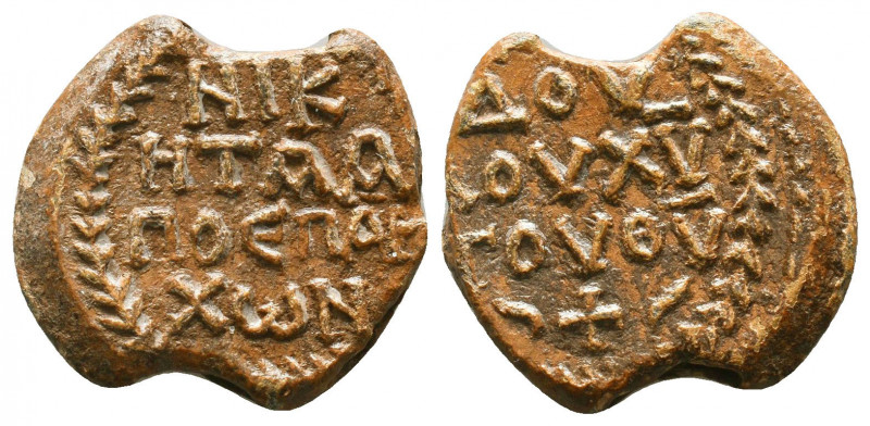 Byzantine lead seal of Niketas honorary eparch(7th cent.)
Obverse:Inscription i...