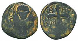 Crusaders Coins Ae, Circa 1095 - 1271 AD,
CRUSADERS. Antioch. Bohémond I , 1098-1111. Follis. Nimbate bust of St. Peter facing, wearing tunic, raisin...