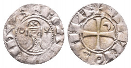 Crusaders Coins Ar Silver, Circa 1095 - 1271 AD,
Crusaders, Principality of Antioch. Bohémond III AR Denier. Circa 1163-1188. + BOAMVИDVS, helmeted h...