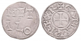 CAROLINGIANS. Charles le Simple (the Simple). As Charles IV, King of West Francia, 898-922. AR Denier. Metallum (Melle) mint. + CΛRLV(retrograde S) RE...