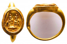 Ancient Greek Gold Ring with Two Deities standing on Bezel, circa 1st - 3rd BC.

Provenance: Property of Dara Collections

Condition: Very Fine
...