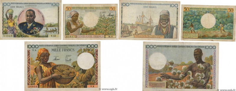 Country : FRENCH EQUATORIAL AFRICA 
Face Value : 50, 100 et 1000 Francs Lot 
Dat...