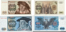 Country : GERMAN FEDERAL REPUBLIC 
Face Value : 50 et 100 Deutsche Mark Lot 
Date : 02 janvier 1980 
Period/Province/Bank : Deutsche Bundesbank 
Catal...