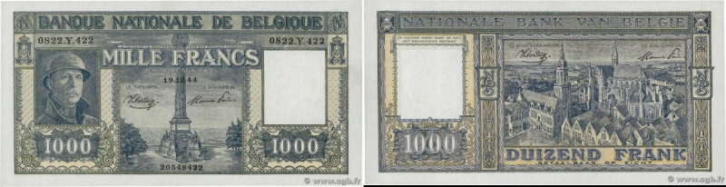 Country : BELGIUM 
Face Value : 1000 Francs  
Date : 19 décembre 1944 
Period/Pr...