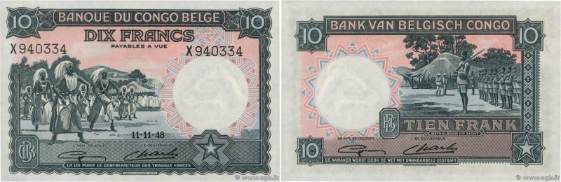 Country : BELGIAN CONGO 
Face Value : 10 Francs  
Date : 11 novembre 1948 
Perio...