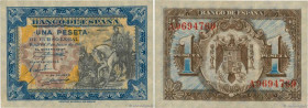 Country : SPAIN 
Face Value : 1 Peseta  
Date : 01 juin 1940 
Period/Province/Bank : Banco de Espana 
Catalogue reference : P.121a 
Alphabet - signatu...