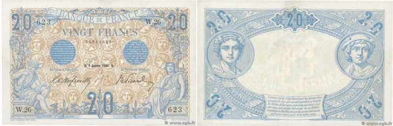 Country : FRANCE 
Face Value : 20 Francs BLEU  
Date : 09 janvier 1906 
Period/P...