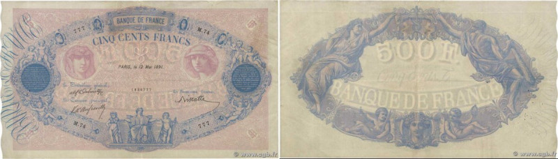 Country : FRANCE 
Face Value : 500 Francs BLEU ET ROSE  
Date : 12 mai 1891 
Per...