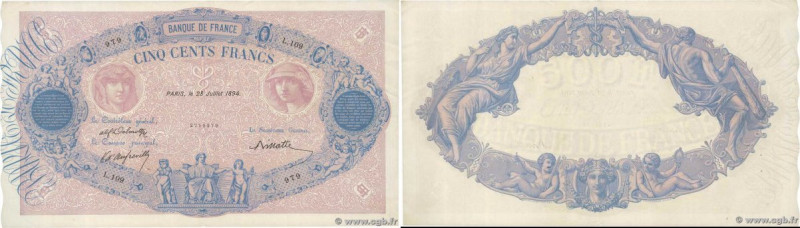 Country : FRANCE 
Face Value : 500 Francs BLEU ET ROSE  
Date : 28 juillet 1894 ...