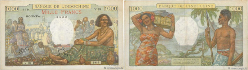 Country : NEW CALEDONIA 
Face Value : 1000 Francs  
Date : (1952-1958) 
Period/P...