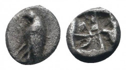 ASIA MINOR.Uncertain mint.5th Century. AR Obol.Bird standing left / Incuse square.Good very fine.


Weight : 0.8 gr

Diameter : 7 mm