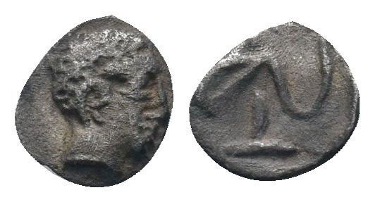 ASIA MINOR.Uncertain. 4th Century BC.AR Obol.Laureate head of Apollo right / Mon...