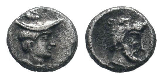 ASIA MINOR. Uncertain mint. 3rd-2nd Centuries BC.Draped bust of Hermes wearing p...