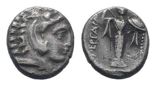 MYSIA.Pergamon.Circa 310-282 BC.AR Diobol.Head of Herakles right, wearing lion's...