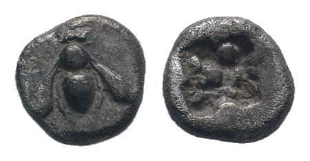 IONIA.Ephesos.Circa 550-500 BC.AR Obol. Bee / Incuse square punch.Karwiese Serie...