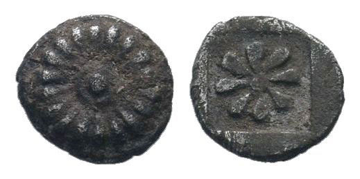 IONIA.Erythrae.Circa 480-450 BC.AR obol. Rosette or star with 24 petals or rays ...