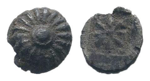 IONIA.Erythrae.Circa 480-450 BC.AR obol. Rosette or star with 24 petals or rays ...