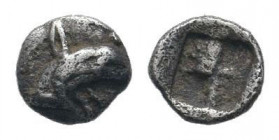 IONIA.Phokaia.Circa 530-510 BC.AR Obol.Head of griffin right / Quadripartite incuse square.BMC 85-87; Weber 6092; Traite 525; SNG Tubingen 3250-3251.V...