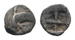 IONIA.Phokaia.Circa 530-510 BC.AR Obol.Head of griffin right / Quadripartite incuse square.BMC 85-87; Weber 6092; Traite 525; SNG Tubingen 3250-3251.V...