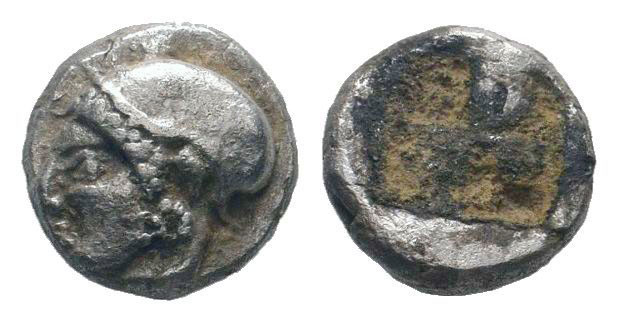 IONIA. Phokaia. Circa 521-478 BC.AR Diobol. Head of a nymph to left, wearing a s...