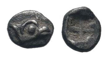 IONIA.Phokaia. 6th Century BC. AR Obol. Head of seal right / Quadripartite incus...