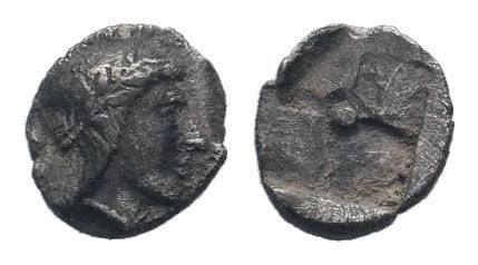 IONIA.Kolophon.350 BC.AR Tartemorion.Facing head of Apollo. / Quadripartite incu...