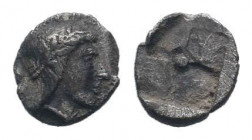 IONIA.Kolophon.350 BC.AR Tartemorion.Facing head of Apollo. / Quadripartite incuse square with dot in centre. Milne 12A; SNG Aulock 7904.Very fine.

W...
