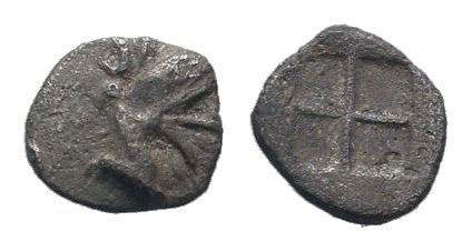 IONIA.Phokaia.Circa 530-510 BC.AR Obol.Head of griffin right / Quadripartite inc...