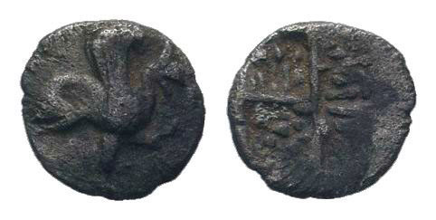 IONIA.Teos. Circa 478-449 BC.AR Trihemiobol.Griffin squatting right, raising lef...