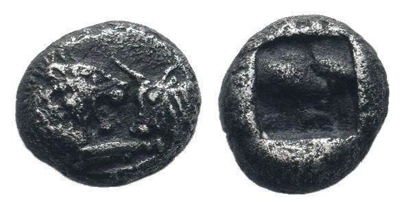 KINGS of LYDIA. Kroisos.Circa 560-546 BC.AR 1/12 Stater. Sardes mint. On the lef...