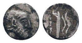 PHOENICIA.Arados. Circa 380-350 BC. AR Obol.Laureate head of marine diety right / Galley right, Phoenician letters above waves below.HGC 10, 50.Fine.
...