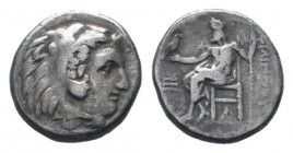 KINGS of MACEDON.Philip III.323-317 BC.Sardes mint. AR drachm.Head of Heracles right, wearing lion-skin headdress, paws tied before neck / ΦΙΛΙΠΠΟΥ, Z...
