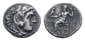 KINGS of MACEDON. Alexander III. The Great.336-323 BC.Kolophon mint.AR Drach.Head of Herakles to right, wearing lion skin headdress / ΑΛΕΞΑΝΔΡΟΥ, Zeus...