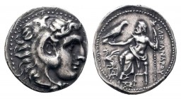 KINGS of MACEDON. Alexander III.The Great.336-323 BC.Teos mint.AR Drachm.Obv: Head of Herakles right, wearing lion skin / AΛΕΞΑΝΔΡΟΥ, Zeus seated left...