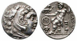 KINGS of MACEDON.Alexander III.336-323 BC.Chios mint.AR Drachm.Head of Herakles right, wearing lion's skin headdress / AΛΕΞΑΝΔΡΟΥ, Zeus seated left, h...