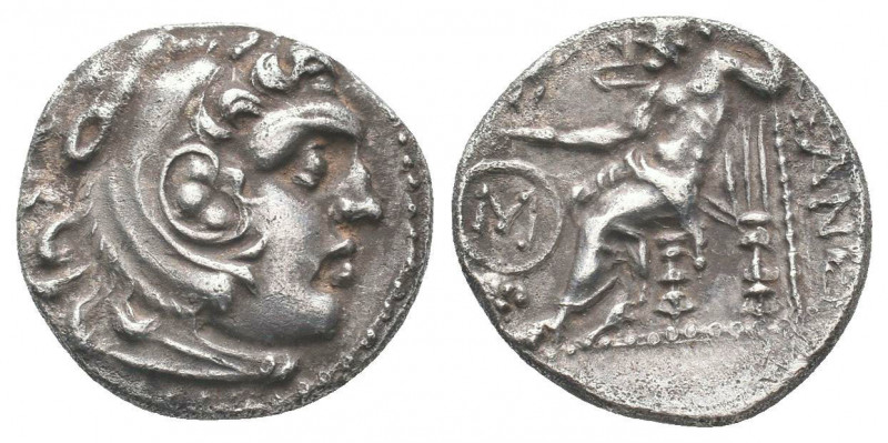 KINGS of MACEDON.Alexander III.336-323 BC.Chios Mint.AR Drachm. Head of Herakles...