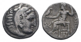 KINGS of MACEDON.Antigonos I.320-305 BC.Kolophon mint.AR Drachm. In the name and types of Alexander III.Circa 319-310 BC.Head of Herakles to right, we...