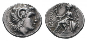 KINGS of THRACE. Lysimachos.305-281 BC.Ephesus mint.Circa 294-287 BC.AR Drachm.Diademed head of the deified Alexander the Great to right, with horn of...